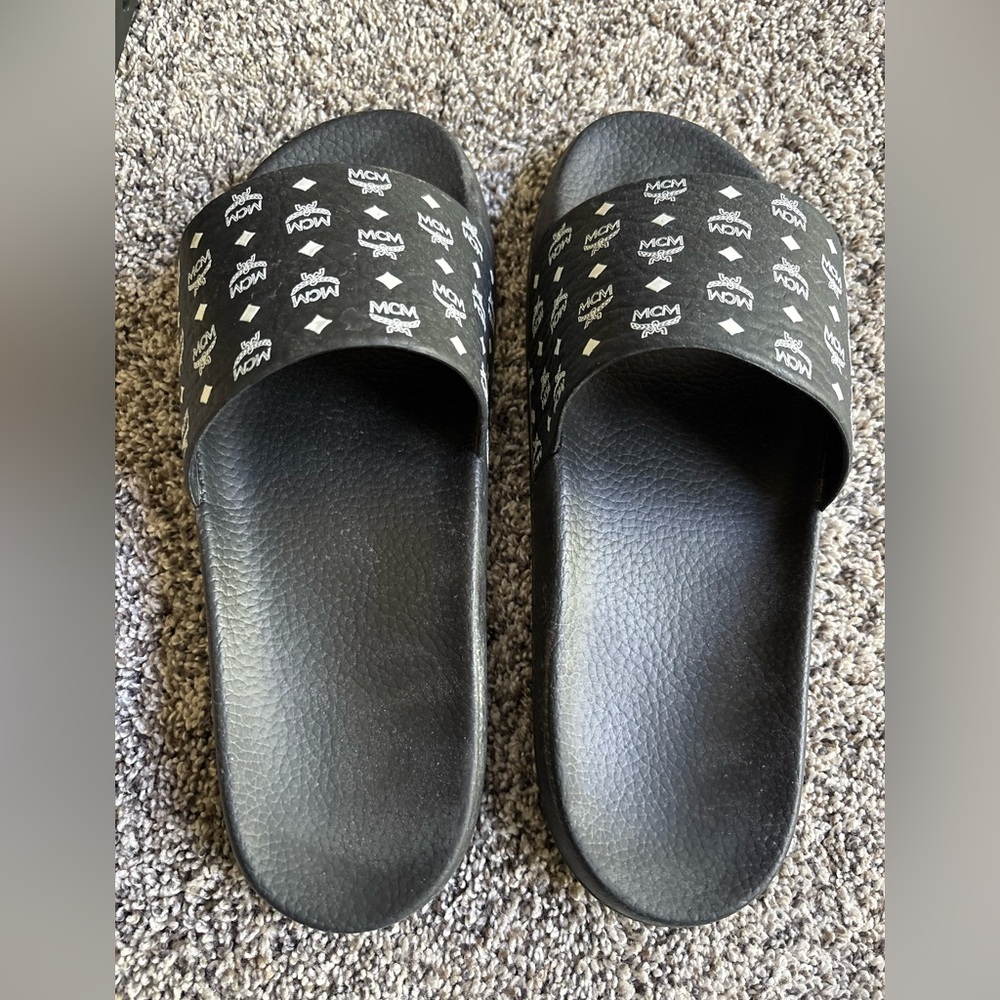 MCM Monogram Print Rubber Slides